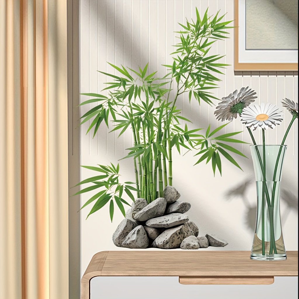 Commercial Kitchen Tiles - Watercolor Green Bamboo Leaf Plant Wall