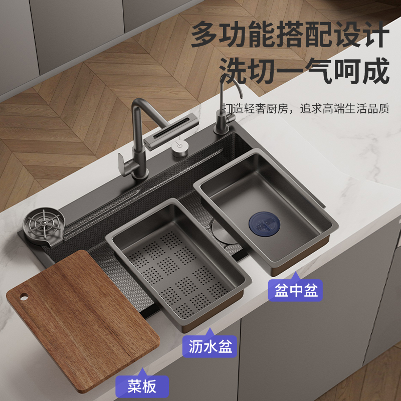 Commercial Kitchen Dishwasher - Thickened 304 Stainless Steel Sink, Large