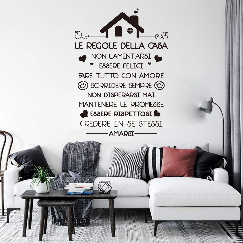 Commercial Kitchen Tiles - Italian House Rules Wall Decal Living