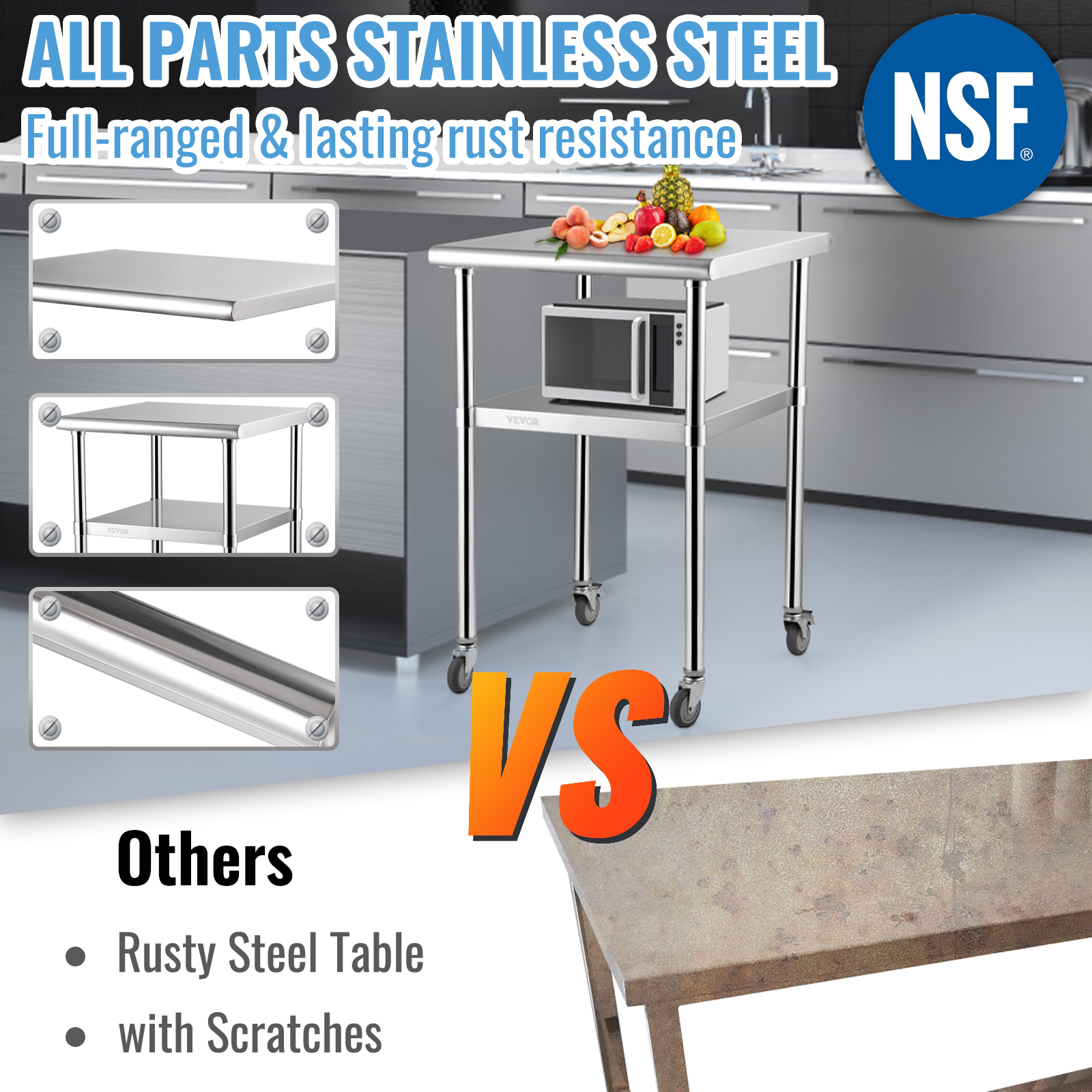 SucceBuy 24 x 24 in Stainless  - Commercial Kitchen Bench avaliação e preço