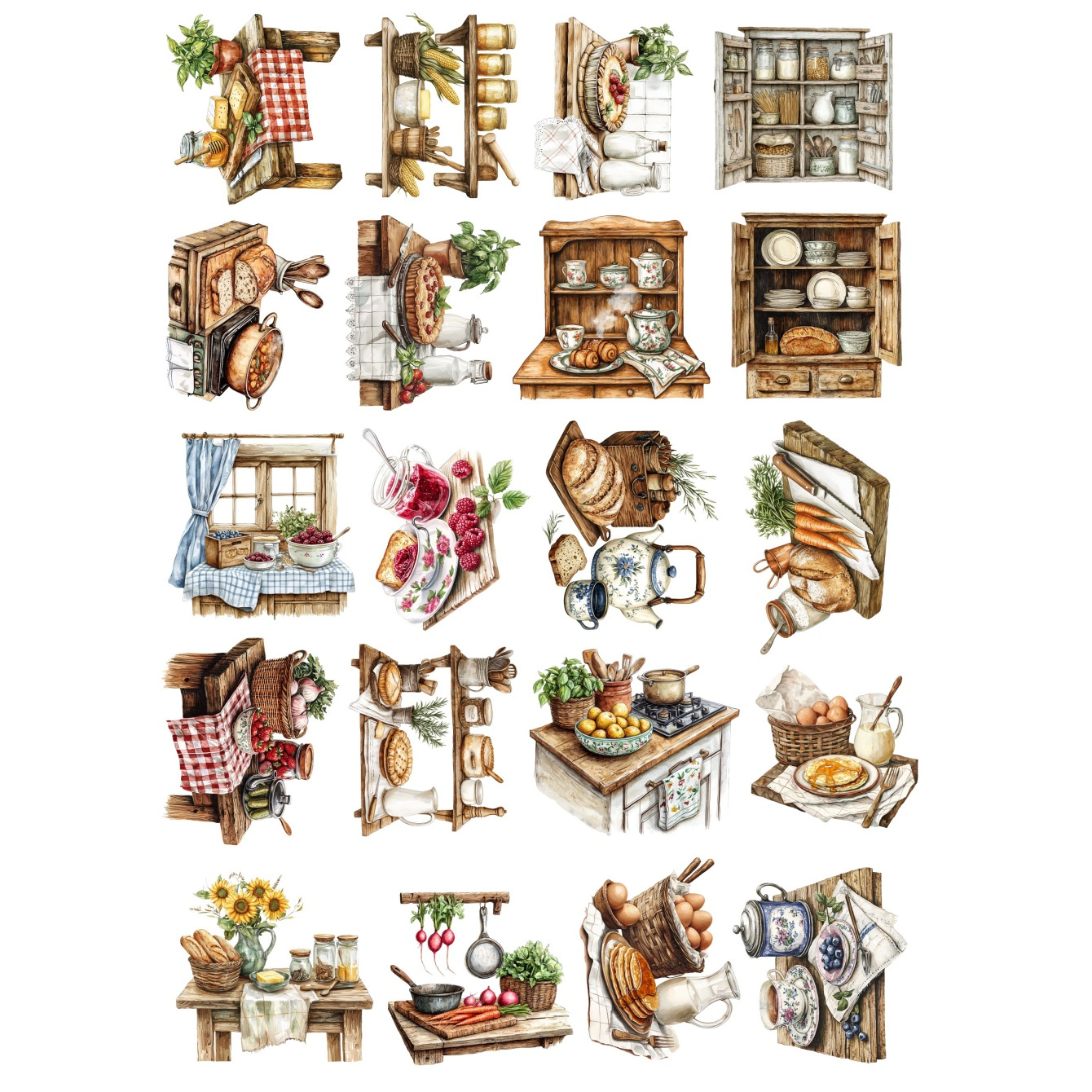 20pcs Watercolor Village Kitch - Commercial Kitchen Fridge avaliação e preço