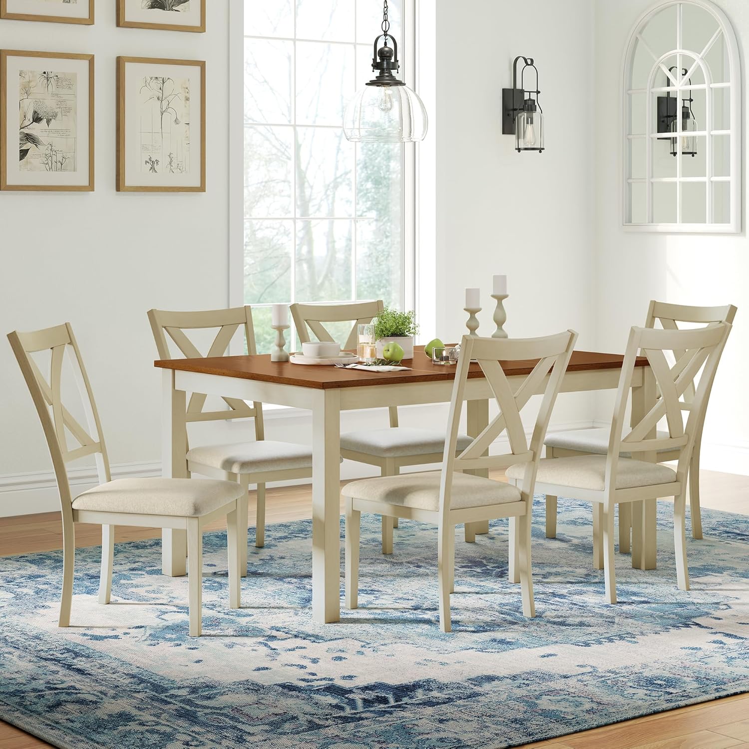 7-Piece Solid Wood Dining Tabl - Commercial Kitchen Bench avaliação e preço