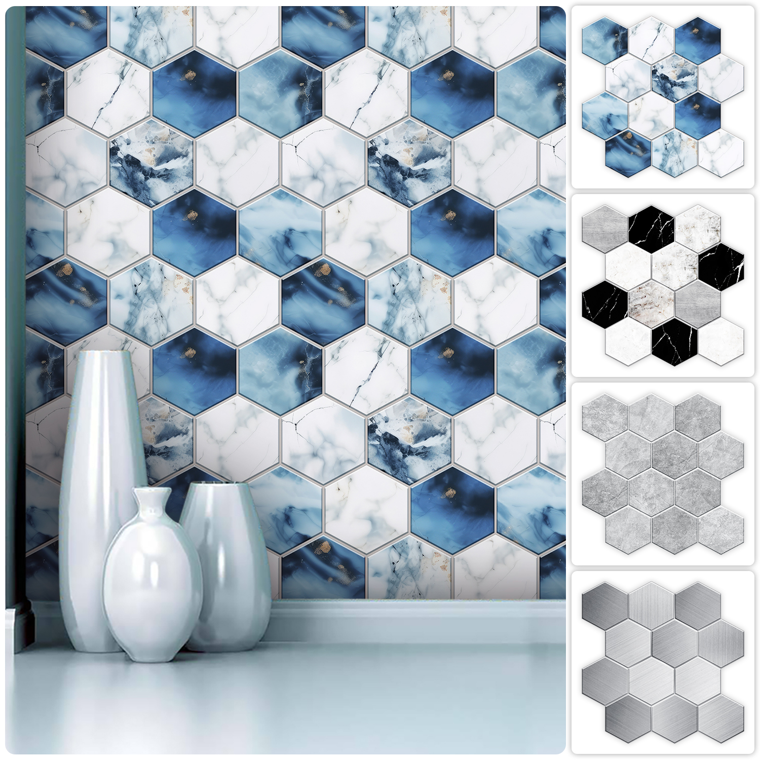 5 Styles Flat Hexagon Marble E - Commercial Kitchen Tiles avaliação e preço
