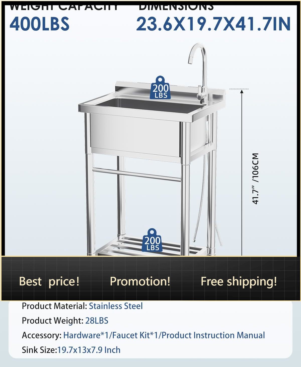 Stainless Steel Utility Sink,  - Commercial Kitchen Sink avaliação e preço