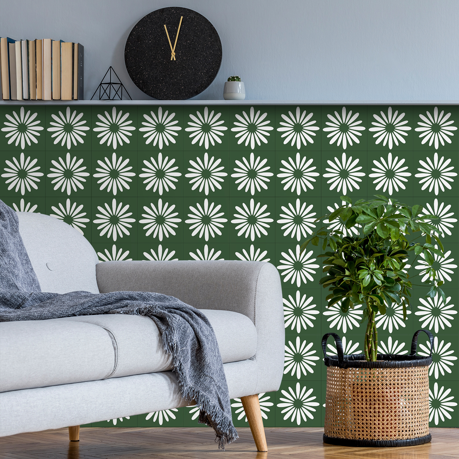 10pcs Green Daisy Matte Surfac - Commercial Kitchen Tiles avaliação e preço