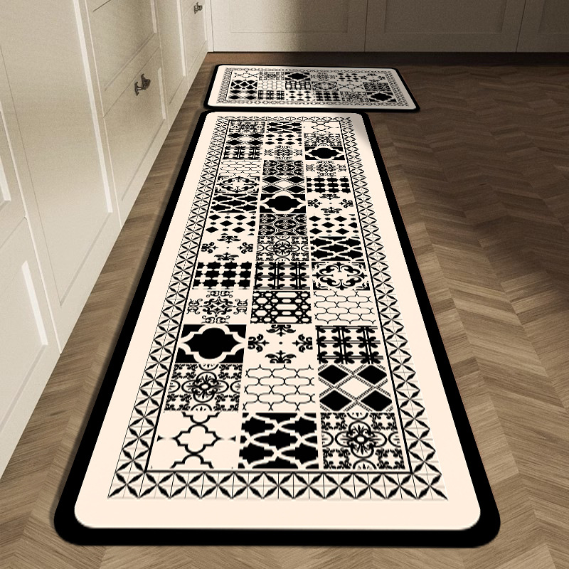 Black White Geometric Tile Kit - Commercial Kitchen Tile Flooring avaliação e preço