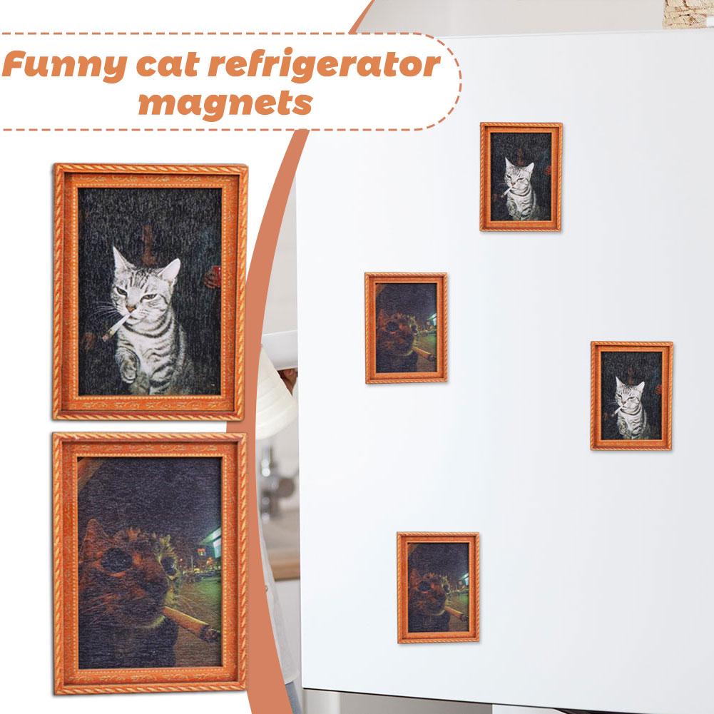 Quirky Smoking Cat Wooden Fram - Commercial Kitchen Fridge avaliação e preço