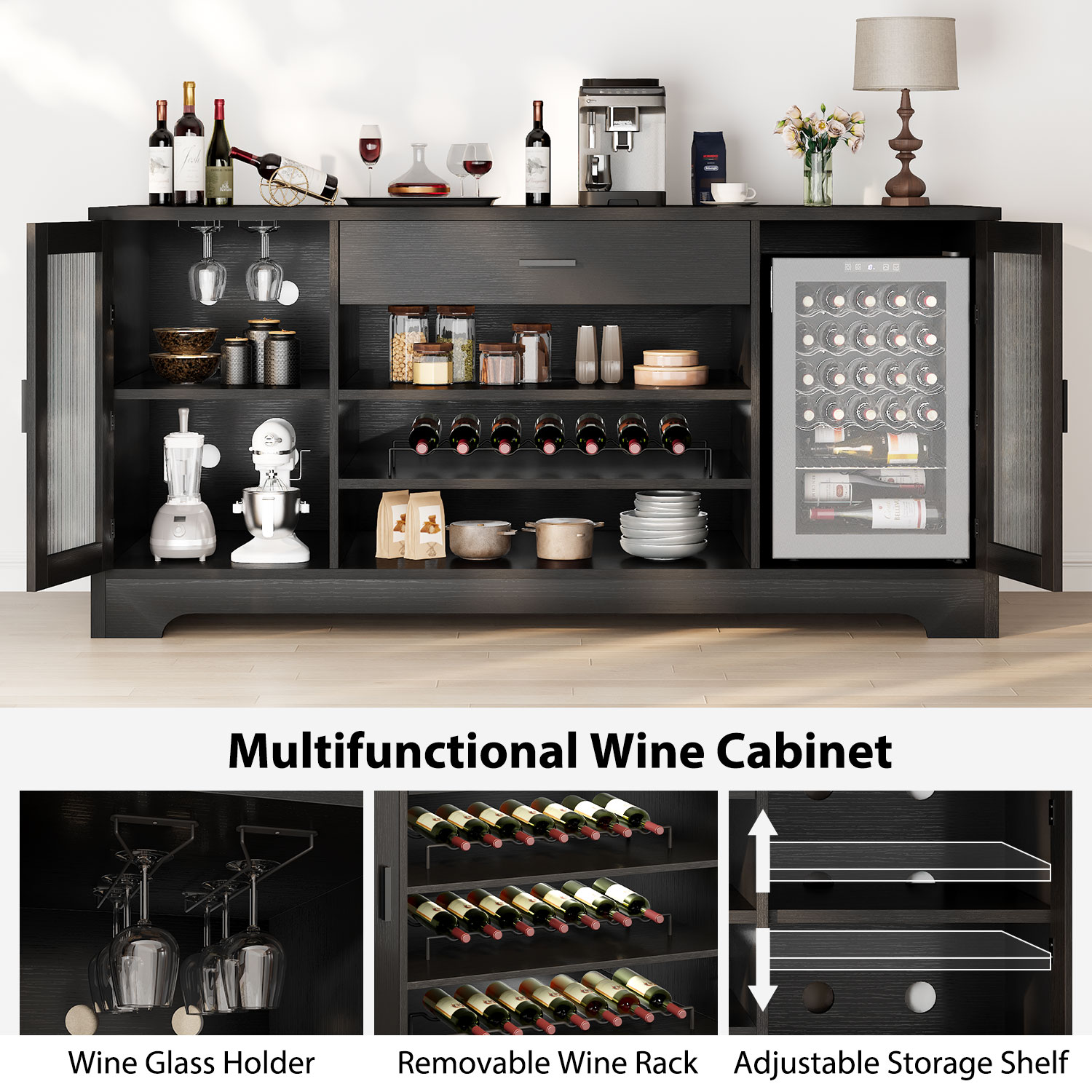 Wooden wine family bar cabinet - Commercial Kitchen Refrigerator avaliação e preço