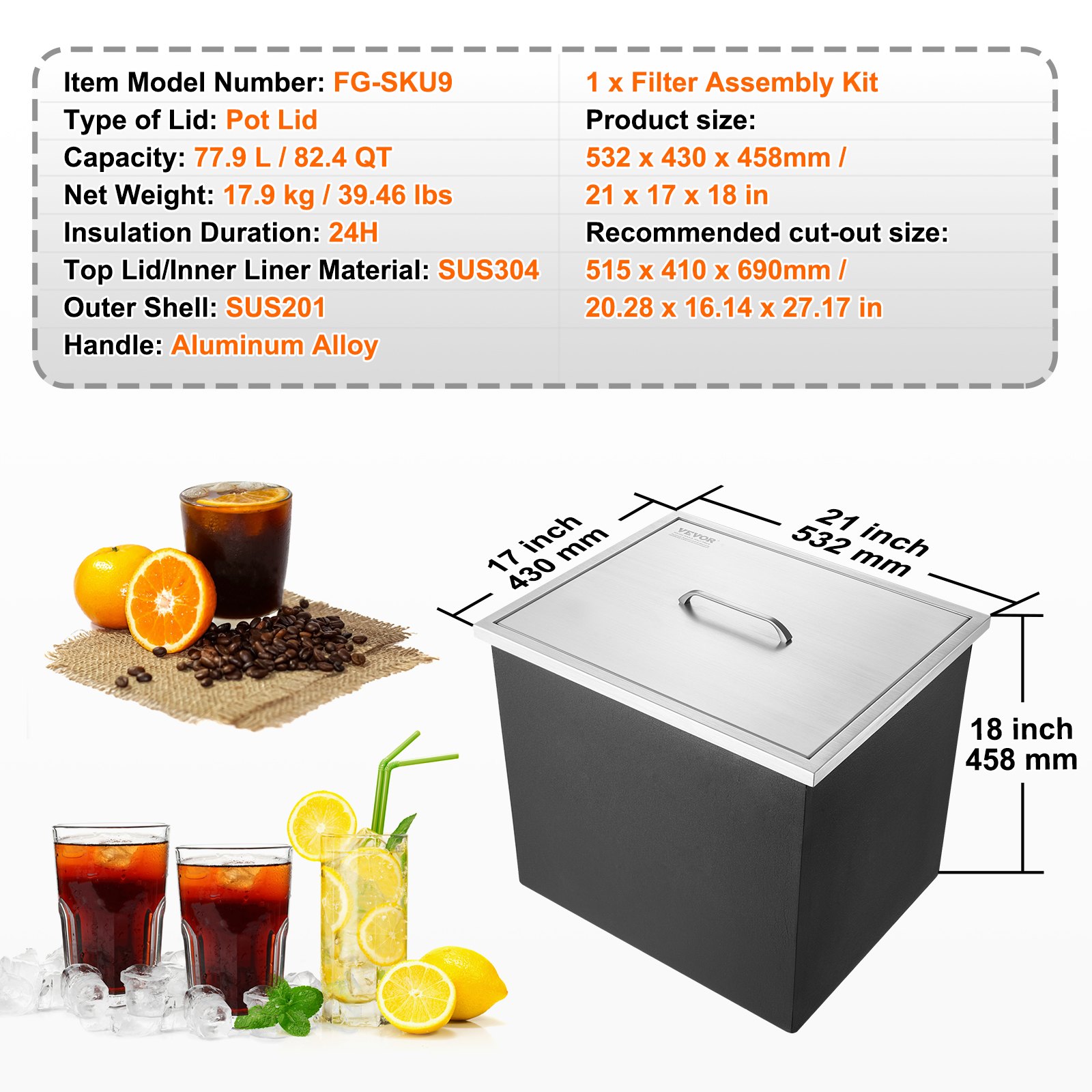 Drop In Ice Chest, Stainless S - Commercial Kitchen And Bar avaliação e preço