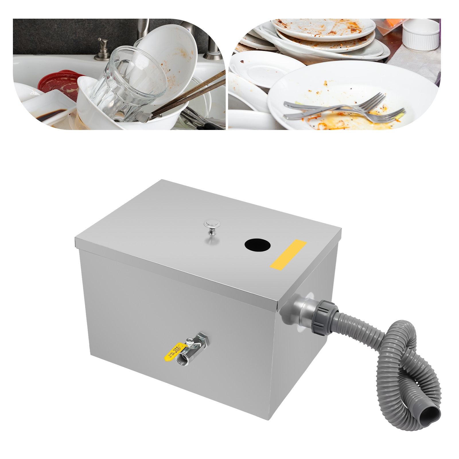 w/Drainage Pipe+Lid for Kitche - Commercial Kitchen Grease Interceptor avaliação e preço
