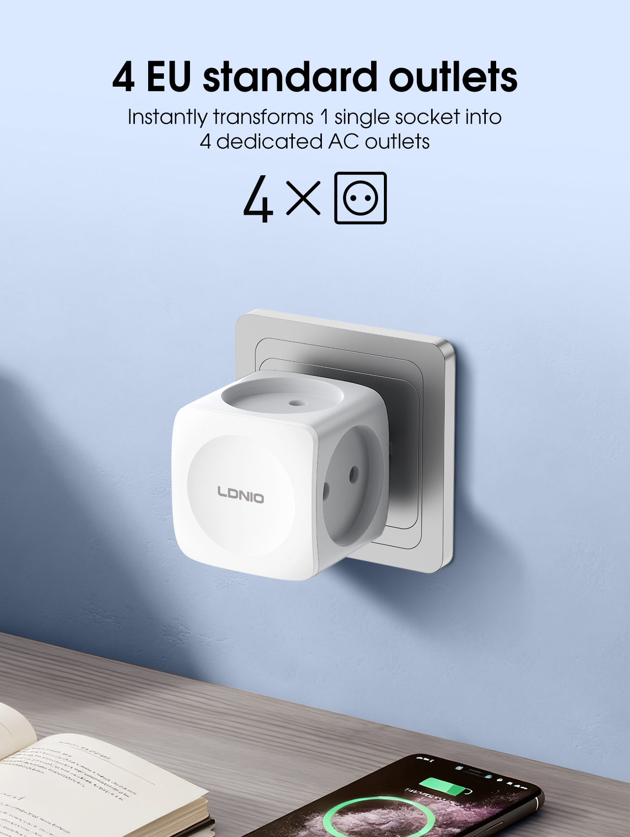 LDNIO 4 EU Outlet Power Cube,  - Commercial Kitchen Outlets avaliação e preço