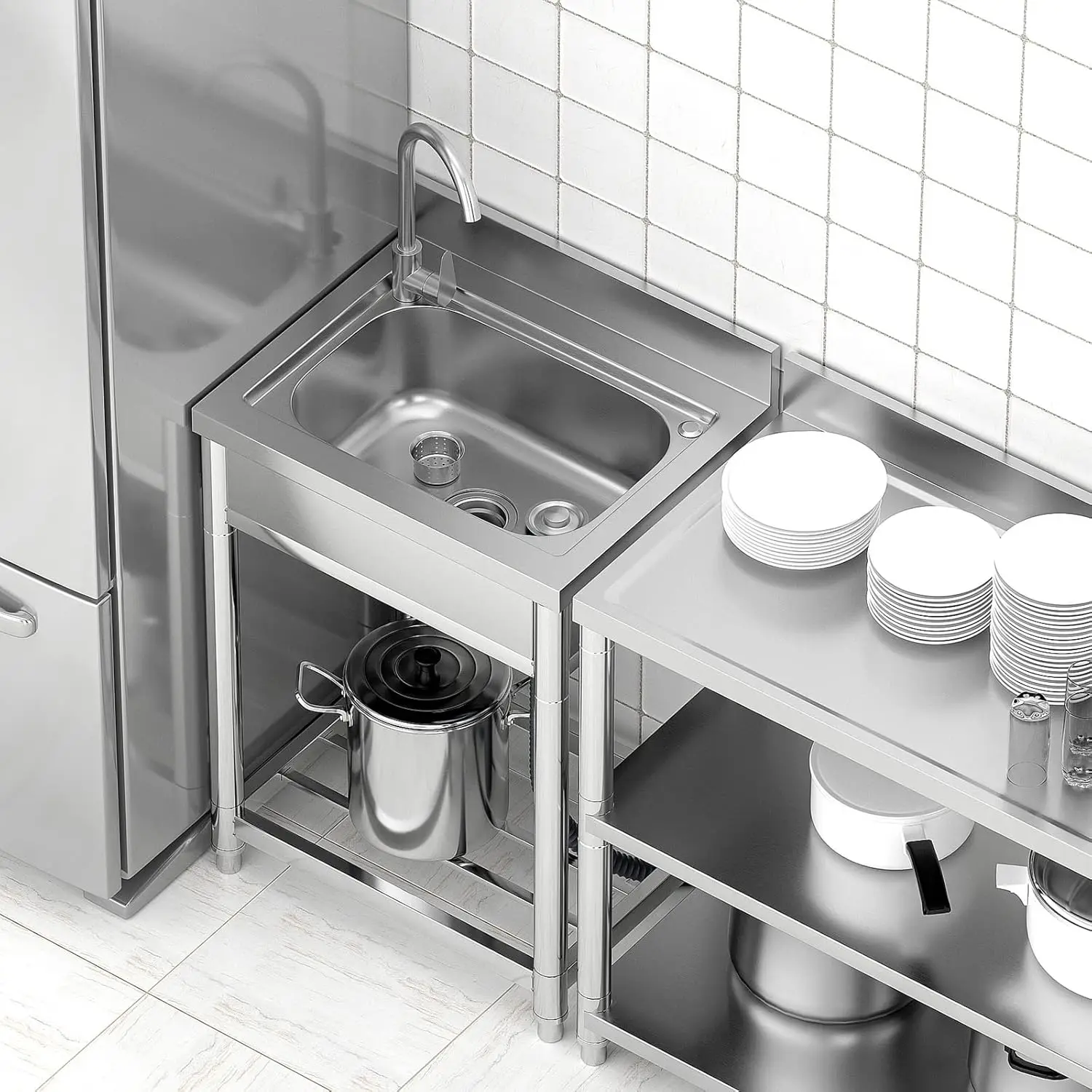 Free Standing Stainless-Steel  - Commercial Kitchen Sink avaliação e preço
