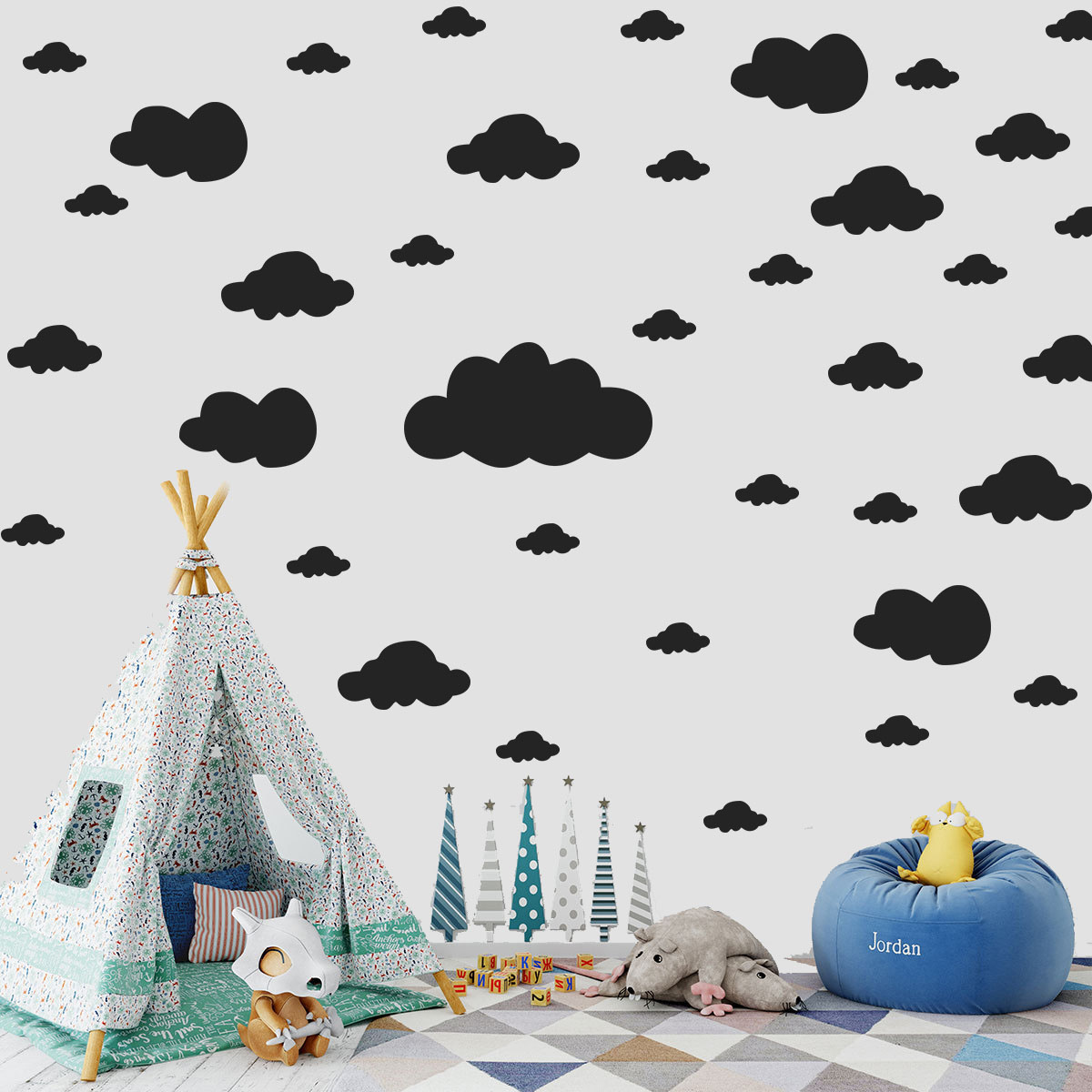 68 Pcs DIY Clouds Wall Sticker - Commercial Kitchen Fridge avaliação e preço