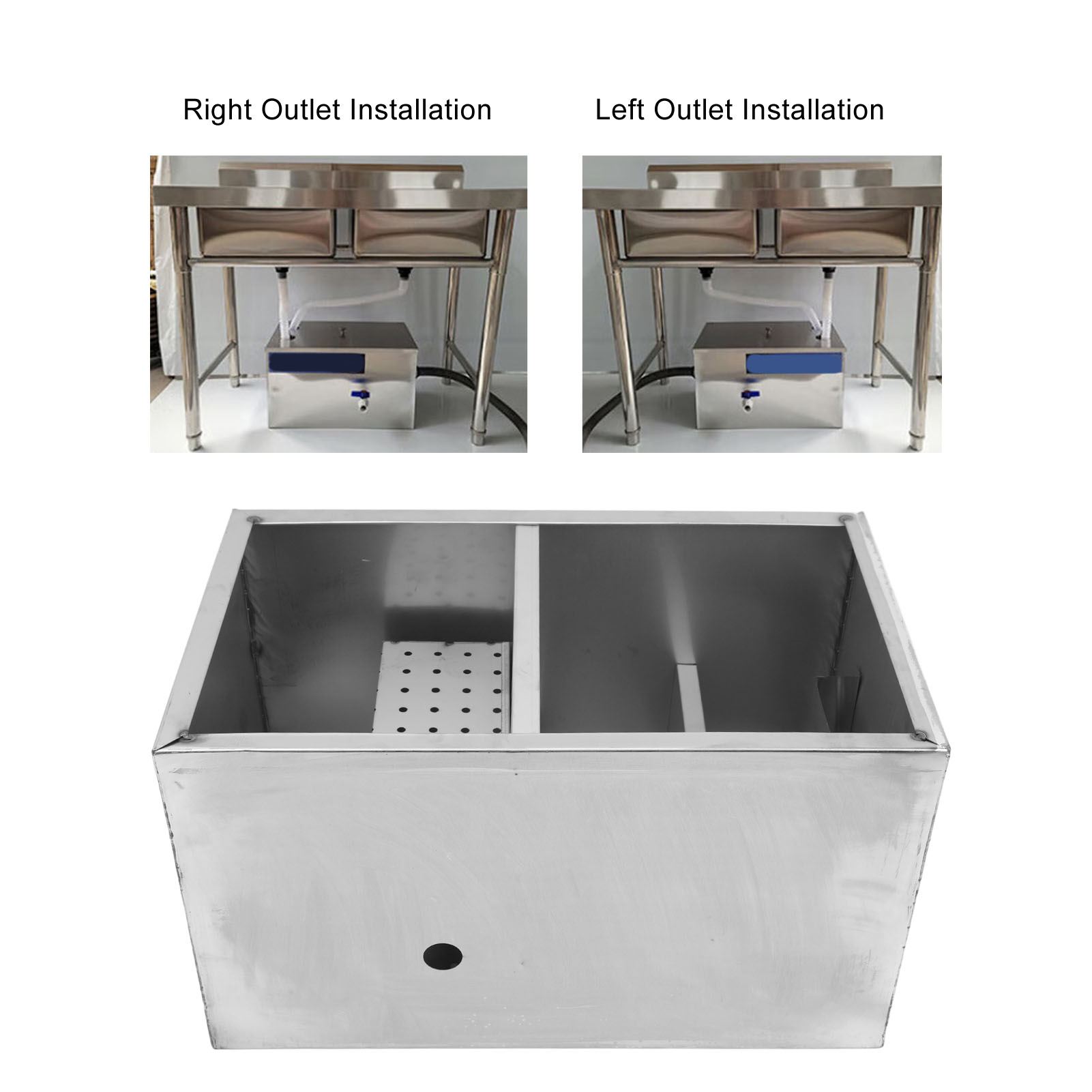 400x250x230mm Stainless Steel  - Commercial Kitchen Grease Interceptor avaliação e preço