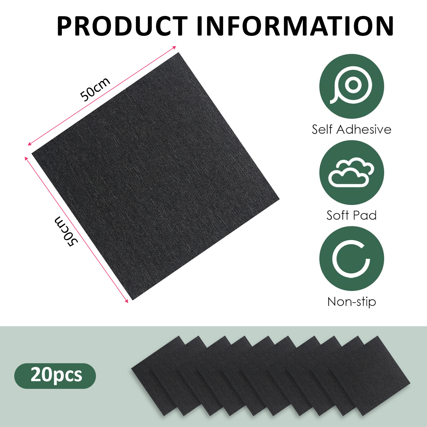 20-60pcs Carpet Tiles 50x50cm  - Commercial Kitchen Tile Flooring avaliação e preço