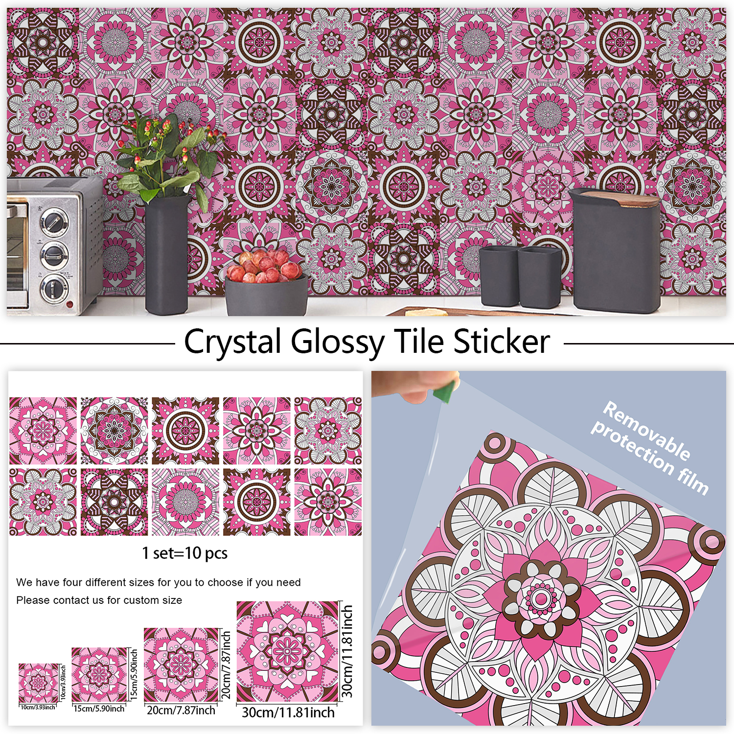 Pink Mandala Vintage Decor Til - Commercial Kitchen Tiles avaliação e preço