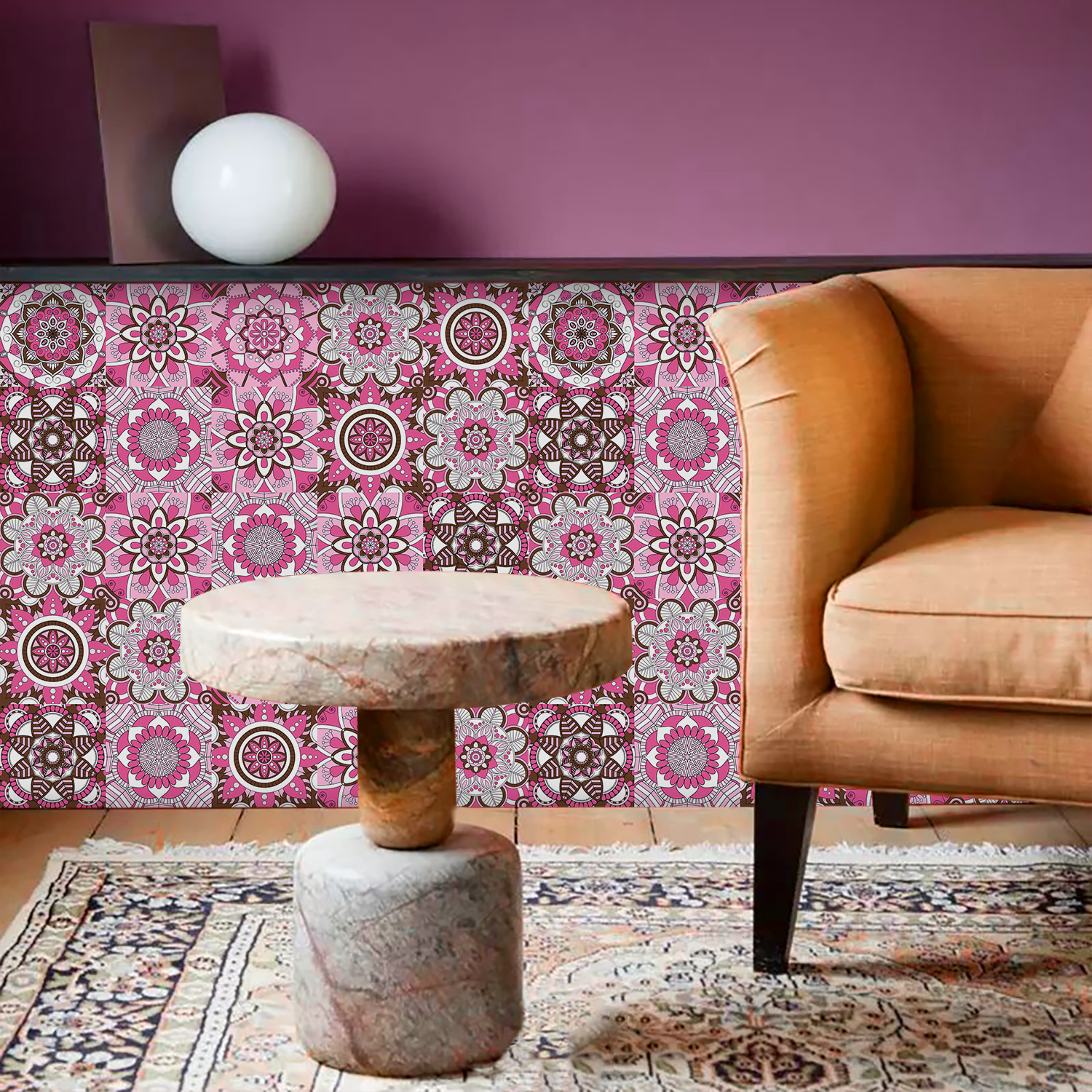 Pink Mandala Vintage Decor Til - Commercial Kitchen Tiles avaliação e preço