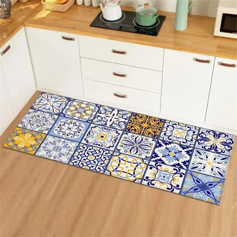 Blue Yellow Vintage Tile Colla - Commercial Kitchen Tile Flooring avaliação e preço