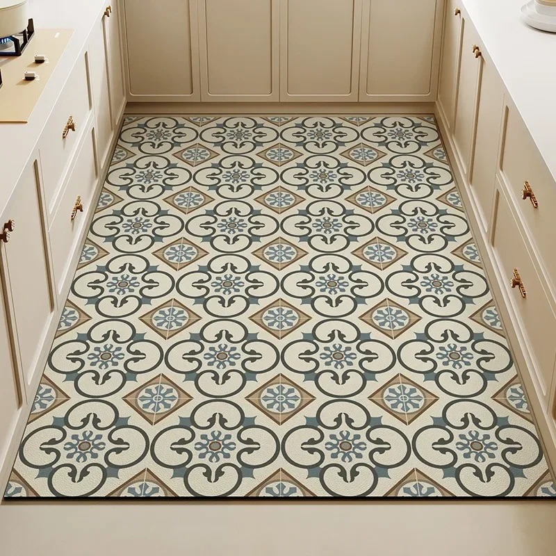 Vintage Floral Tile Print Kitc - Commercial Kitchen Tile Flooring avaliação e preço
