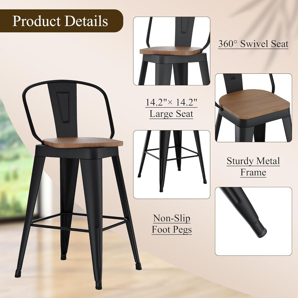 Set of 4 Metal 30 Swivel Bar S - Commercial Kitchen And Bar avaliação e preço