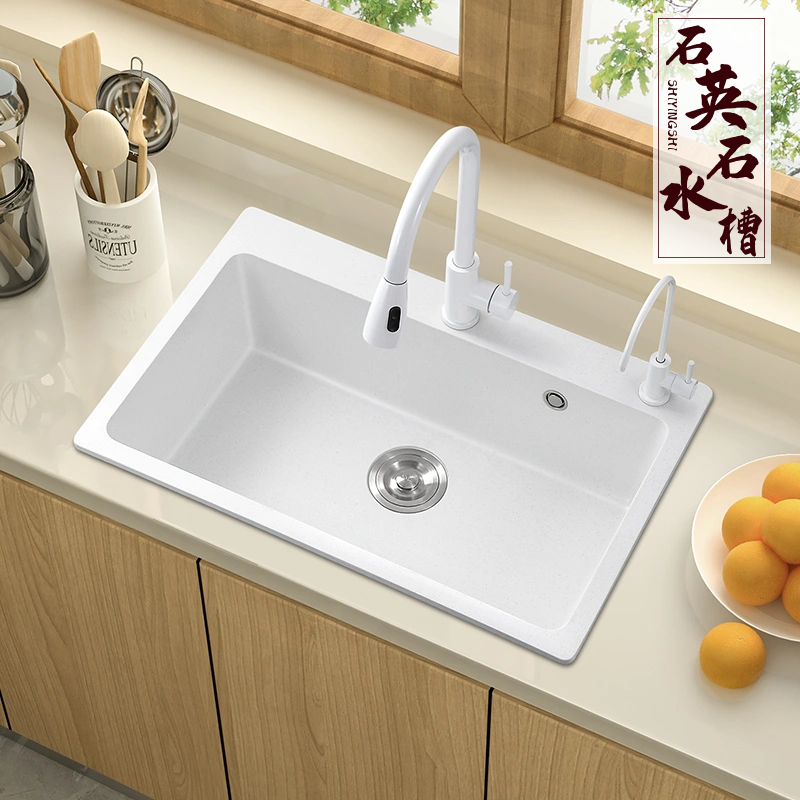 Quartz Stone White Sink Large  - Commercial Kitchen Dishwasher avaliação e preço