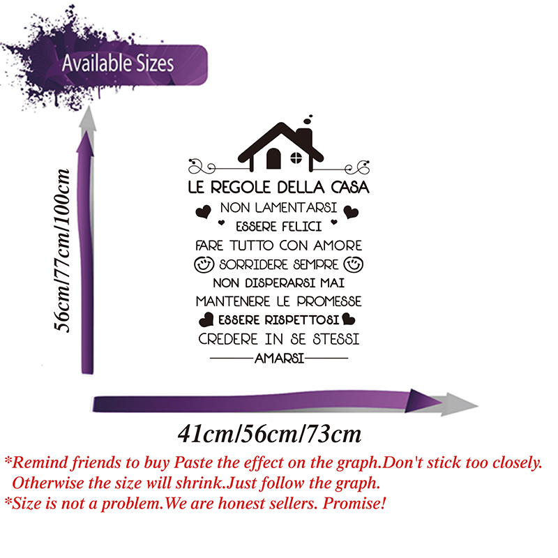 Italian House Rules Wall Decal - Commercial Kitchen Tiles avaliação e preço