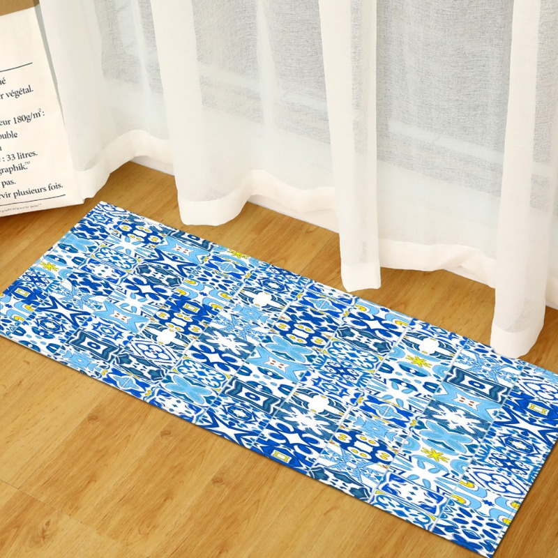 Long Rug Mediterranean Blue-Wh - Commercial Kitchen Tile Flooring avaliação e preço