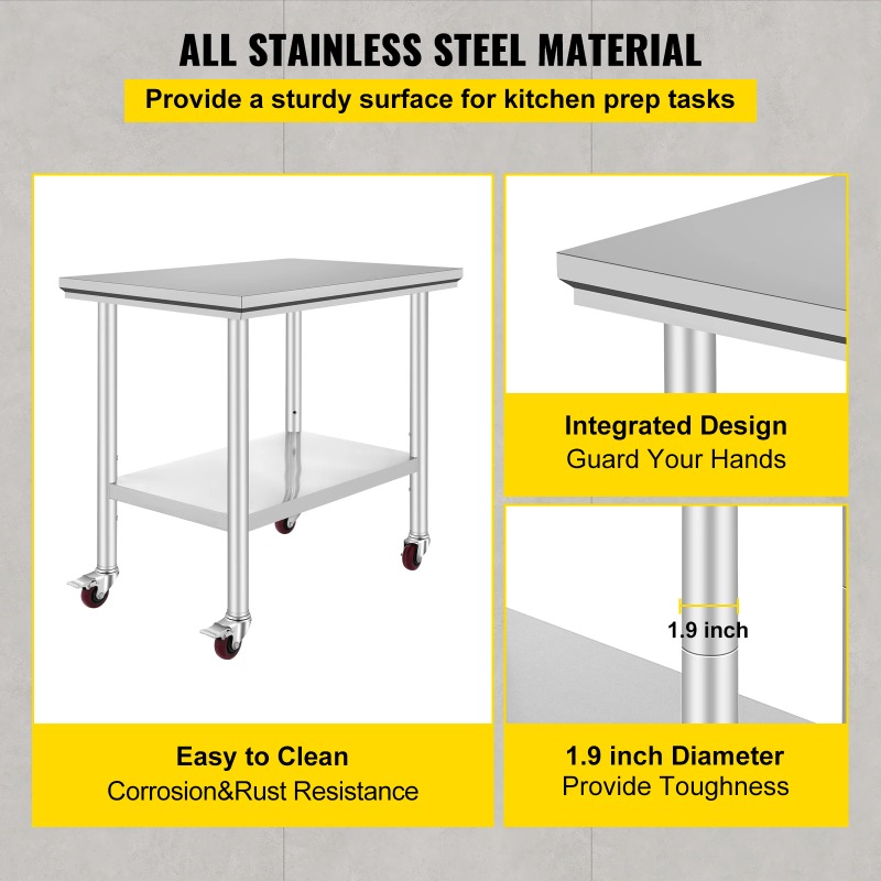 【Premium】SucceBuy Stainless St - Commercial Kitchen Bench avaliação e preço